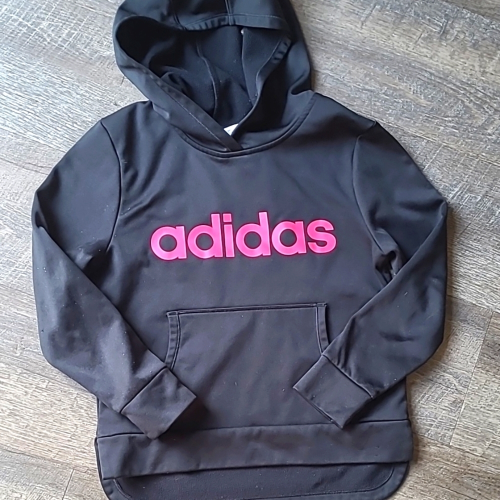 Adidas Kids Black Hoodie with Pink Logo size 10 12